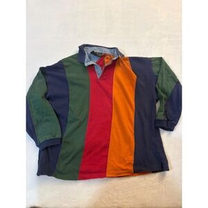 Vintage Jed Wear Rugby Shirt Mens XL Colorblock Long Sleeve 90s Streetwear